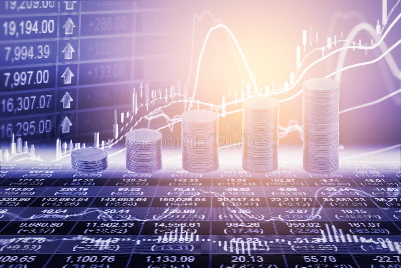 Index graph of stock market financial indicator analysis on LED. stock photography