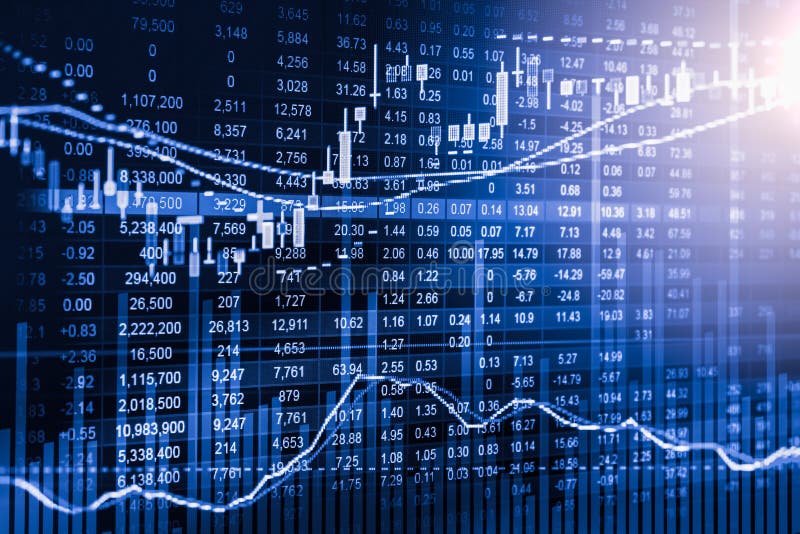 Index graph of stock market financial indicator analysis on LED. Abstract stock market data trade concept. Stock market financial data trade graph background. Global financial graph analysis concept.