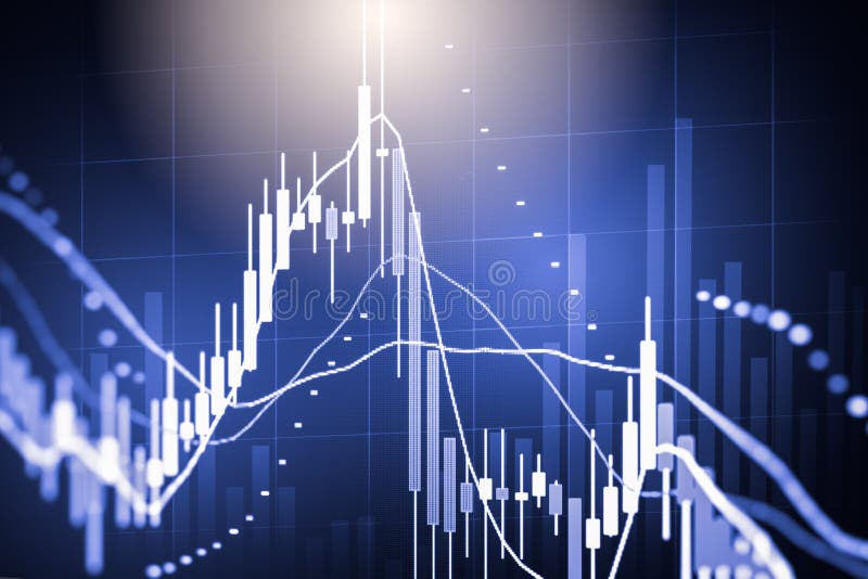 Index graph of stock market financial indicator analysis on LED. royalty free stock photos