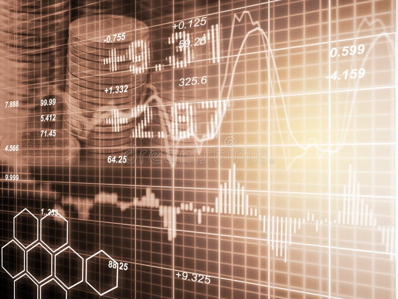 Index graph of stock market financial indicator analysis on LED. royalty free illustration