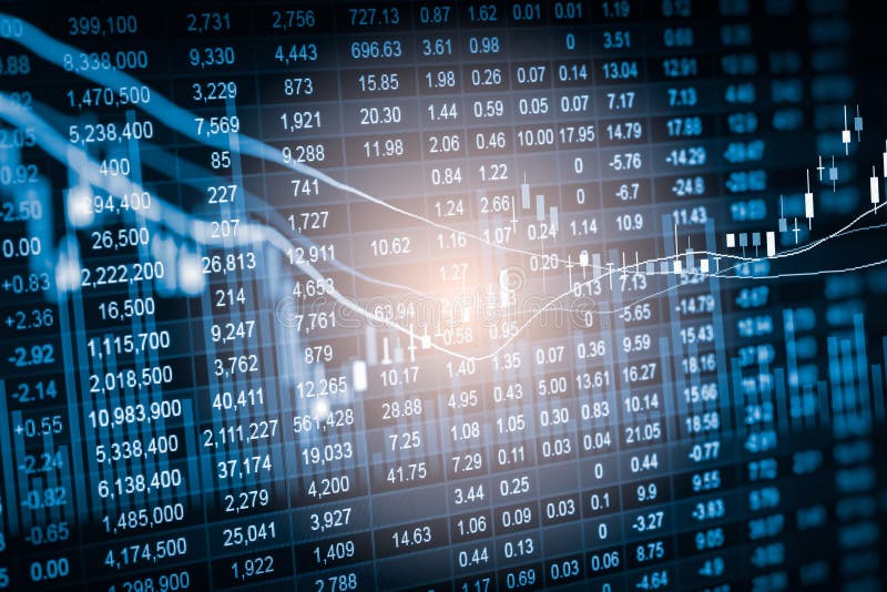 Index graph of stock market financial indicator analysis on LED. royalty free stock images