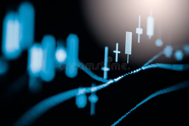 Index graph of stock market financial indicator analysis on LED. royalty free stock photos