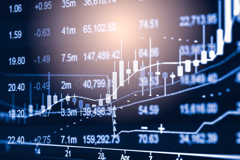 Index graph of stock market financial indicator analysis on LED. royalty free stock photos