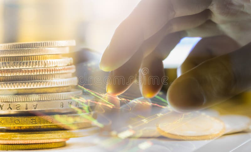 Index graph of stock market financial indicator analysis on LED. royalty free stock photo