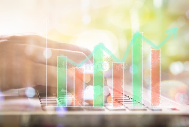 Index graph of stock market financial indicator analysis on LED. royalty free stock images