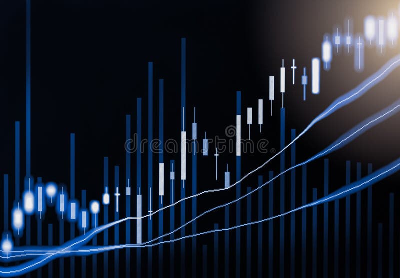 Index graph of stock market financial indicator analysis on LED. stock image