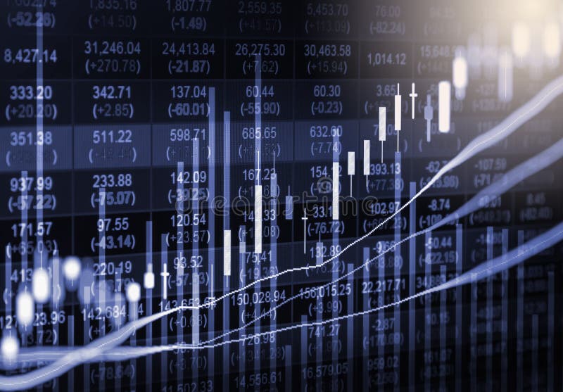 Index graph of stock market financial indicator analysis on LED. royalty free stock photo