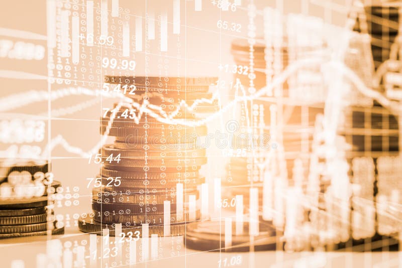 Index graph of stock market financial indicator analysis on LED. stock photography