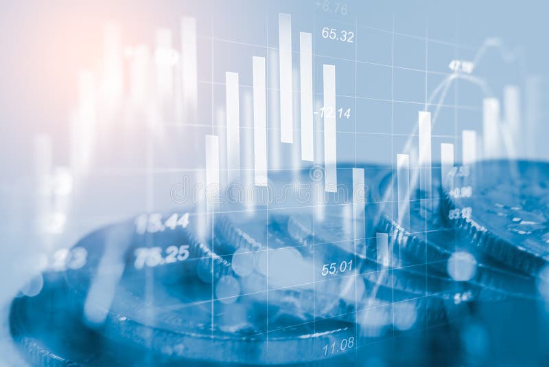 Index graph of stock market financial indicator analysis on LED. stock image