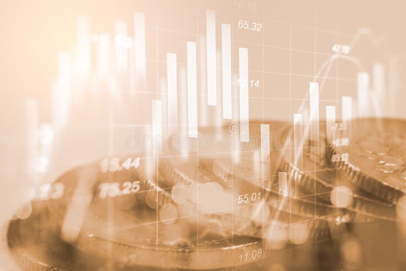 Index graph of stock market financial indicator analysis on LED. stock photography