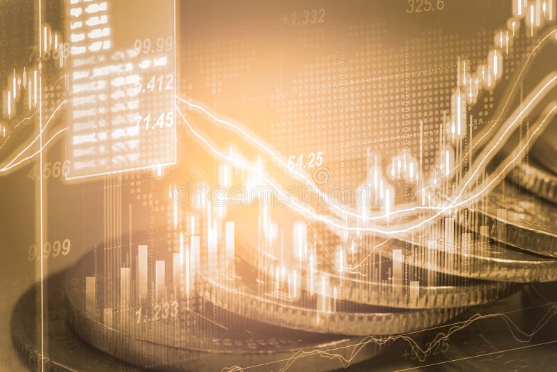 Index graph of stock market financial indicator analysis on LED. royalty free stock photography