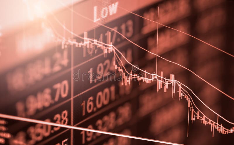 Index graph of stock market financial indicator analysis on LED. stock image