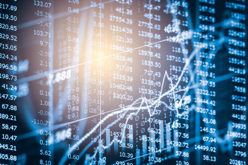 Index graph of stock market financial indicator analysis on LED. royalty free illustration