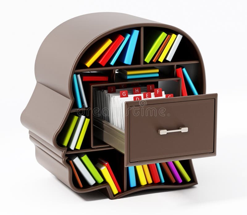 Indexkortkatalog inom den head arkivenheten illustration 3d vektor illustrationer Indexkortkatalog inom den head arkivenheten illustration 3d vektor illustrationer