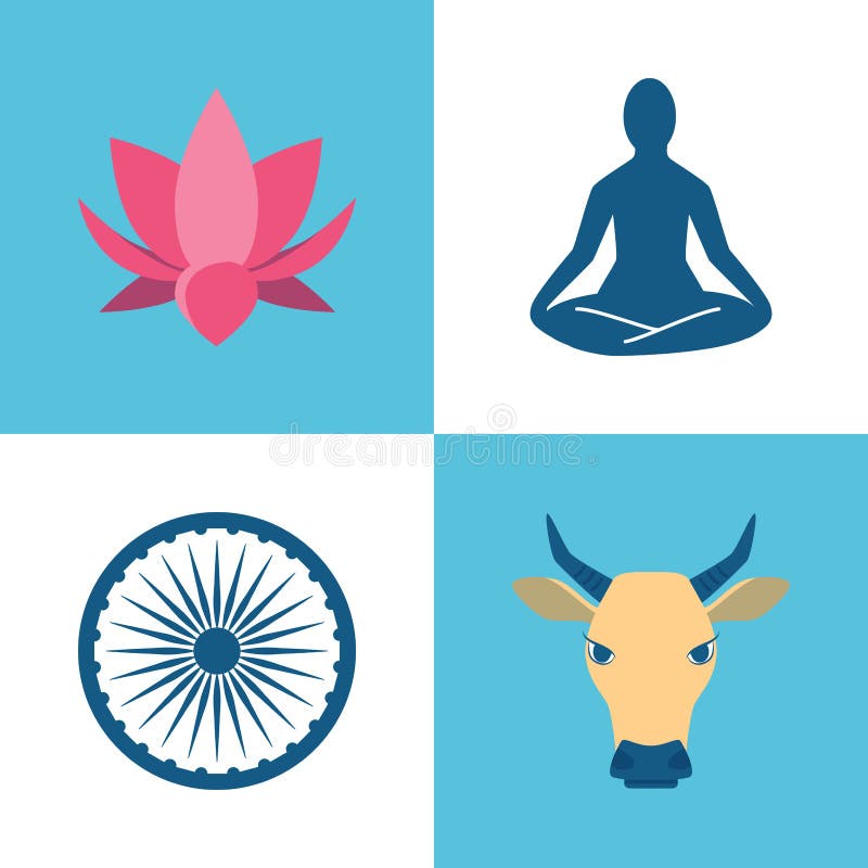 India culture icons set in flat style royalty free illustration India culture icons set in flat style royalty free illustration