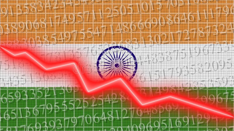 India Economic Growth Progress Chart Report – 3D Illustrations Stock