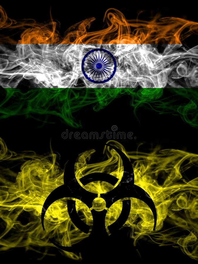 India, Indian Vs Biohazard, Virus, Covid Smoky Mystic Flags Placed Side by  Side. Thick Colored Silky Abstract Smoke Flags Stock Photo - Image of flags,  peace: 216943772
