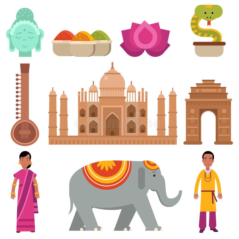 India inkasowy ustawiający z tradycyjnymi symbolami kraj, podróż India, znaki tradycyjny Indiański kultura wektor ilustracji India inkasowy ustawiający z tradycyjnymi symbolami kraj, podróż India, znaki tradycyjny Indiański kultura wektor ilustracji