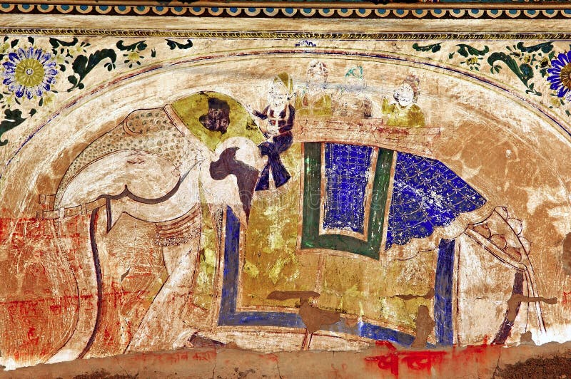 India, Mandawa: colourful frescoes