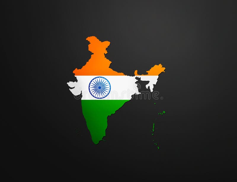 INDIA MAP with INDIA FLAG on BLACK BACKGROUND ILLUSTRATION Stock  Illustration - Illustration of national, design: 174016979