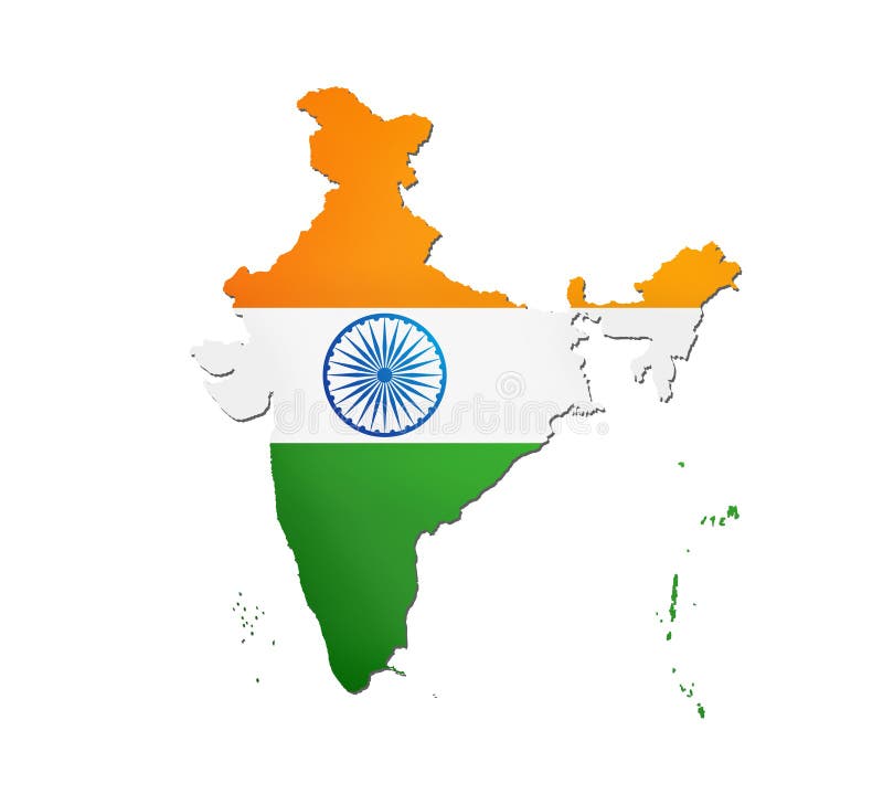 INDIA MAP with INDIA FLAG on WHITE BACKGROUND ILLUSTRATION Stock  Illustration - Illustration of asian, indian: 174016983