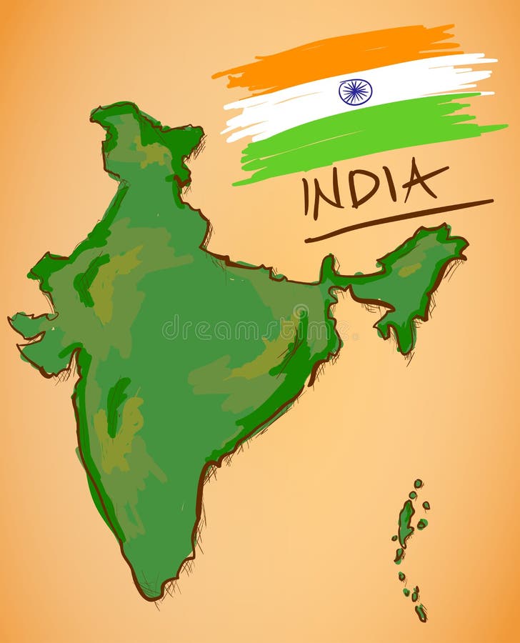 India Map and National Flag Vector Stock Vector - Illustration of hand ...