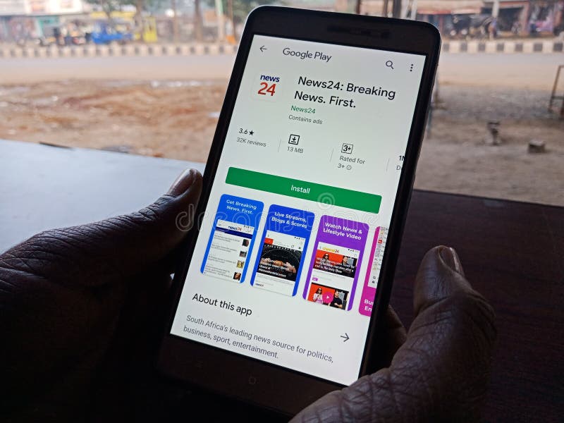 News24 Breaking News Online Android App Displayed on Smart Phone Screen