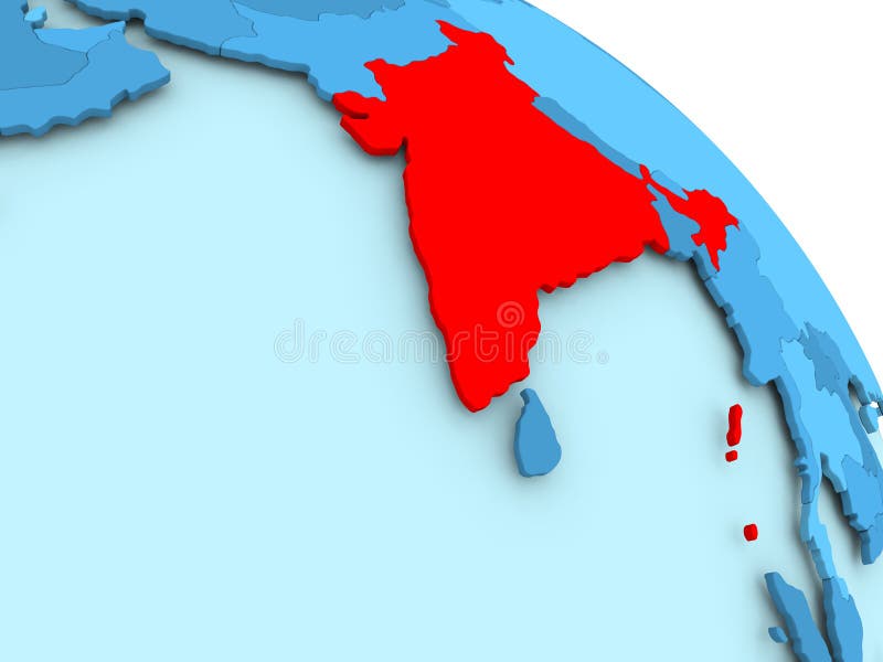 India op blauwe bol stock illustratie India op blauwe bol stock illustratie