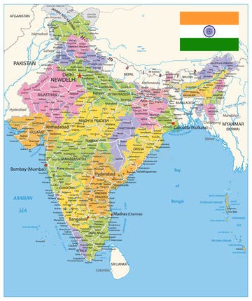 India Political Map Stock Illustrations – 4,052 India Political Map ...