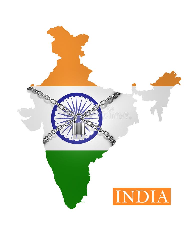 Lockdown again in India India Shutdown Chain And Padlock Lock Down, With India Flag Stock Illustration - Illustration of crisis, clip: 176814680
