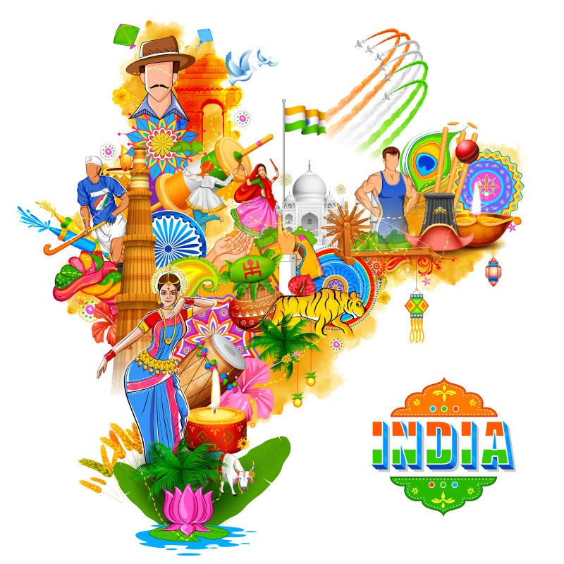 India tło pokazuje swój kulturę nieprawdopodobną różnorodność z zabytkiem i, tana festiwal