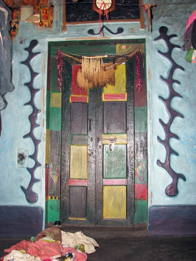 Indian ancient tribal door stock image