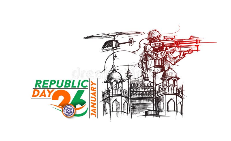 Pencil Sketch On Republic Day | DesiPainters.com-saigonsouth.com.vn