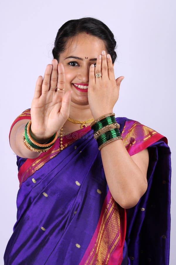 Beautiful Indian Women Wearing Saree Showing Hand Gestures while Smiling.  Stock Image - Image of design, drawing: 191694837