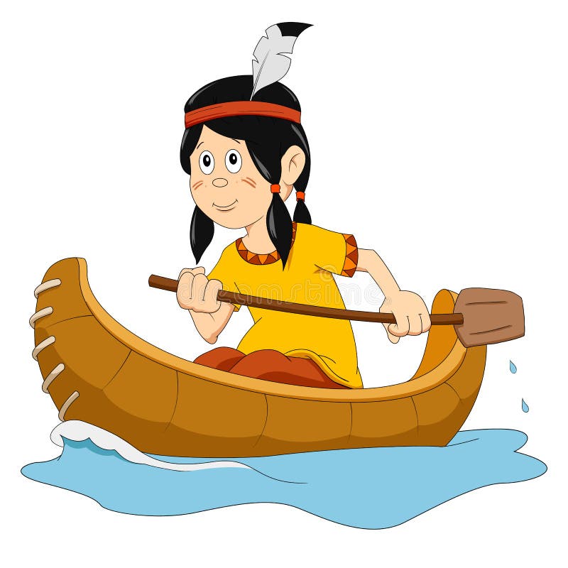 Indian in the boat stock vector. Illustration of outdoor 