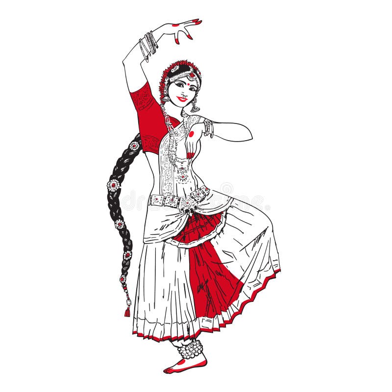 Indian girl dancing one line drawing 3380413 Vector Art at Vecteezy