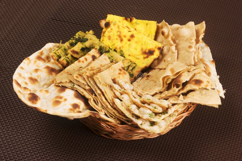 Indian Bread Basket Which Includes Chapatis, Roti Stock Photo Image