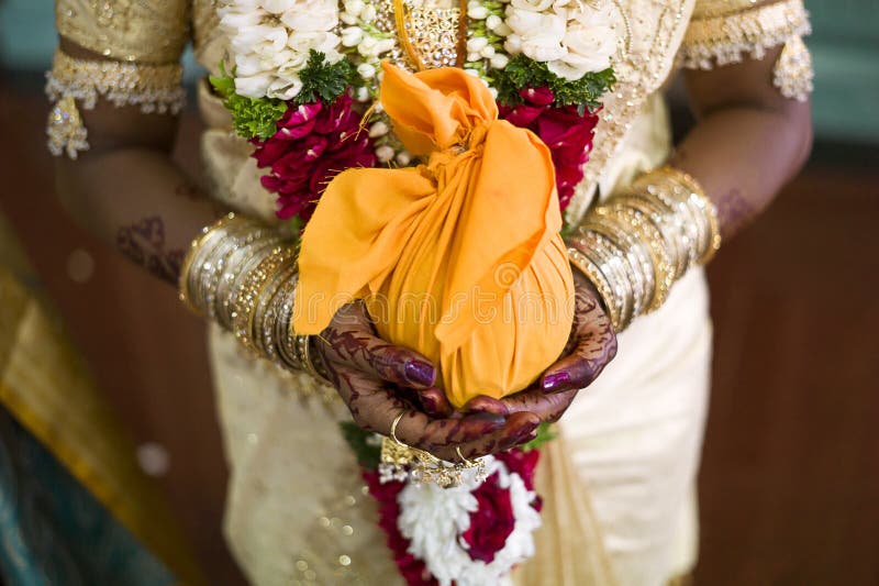 Indian bride with henna design stock photography