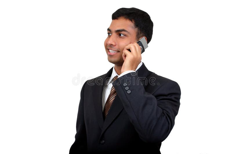 Indio empresario teléfono móvil (1) trazado de recorte.