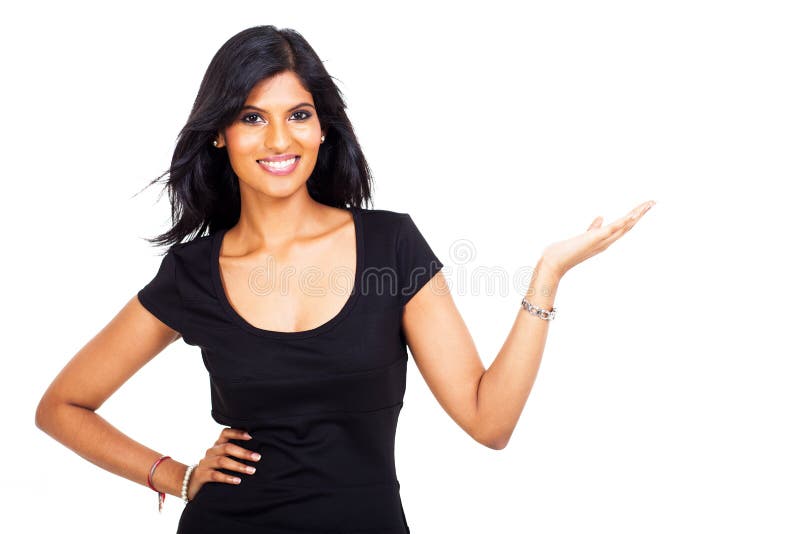 Indian businesswoman presenting stock photo