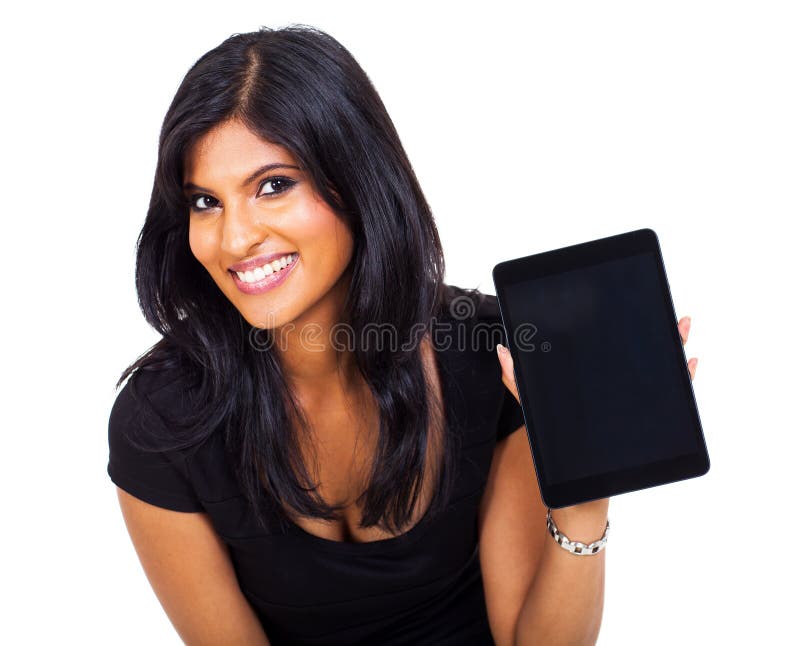 Indian businesswoman tablet stock images