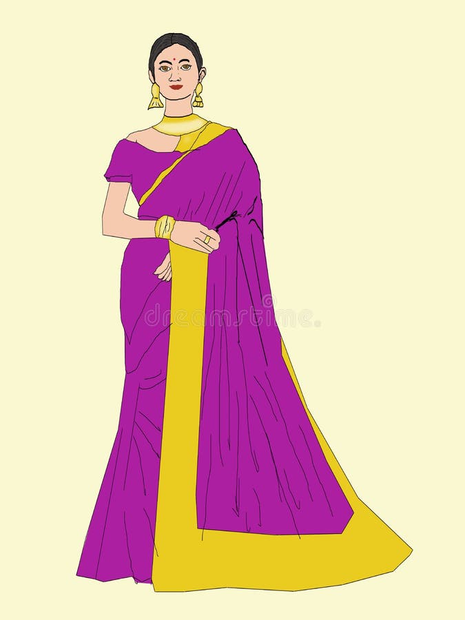 Girl with Saree #YouTubeshorts Traditional Drawing #Shorts - YouTube