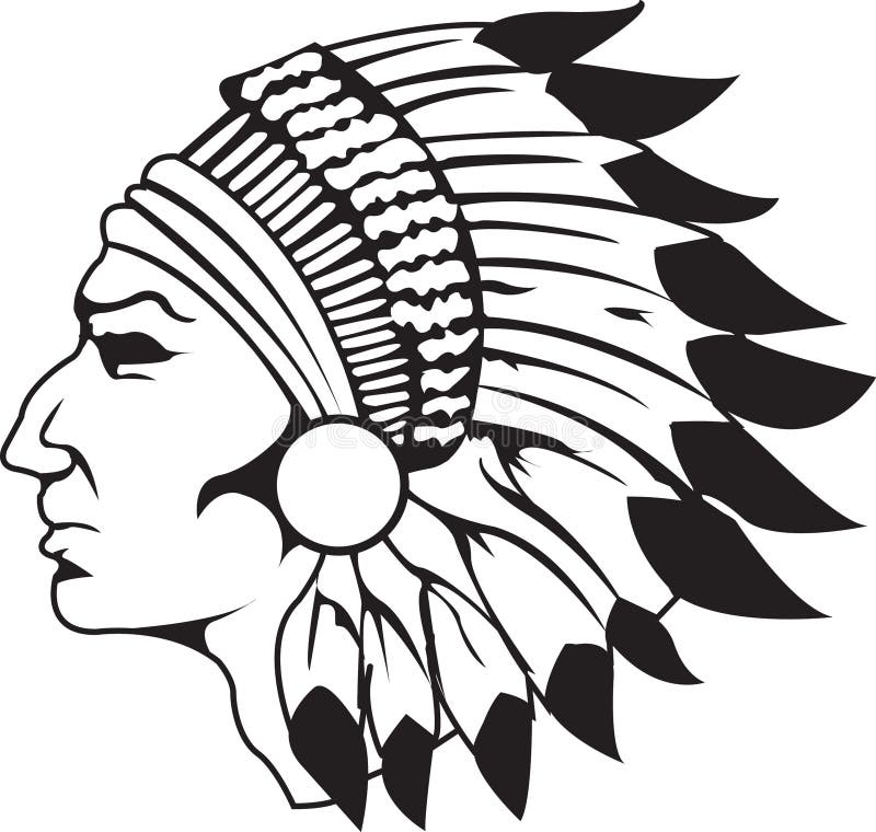 Indian Chief Black and White Stock Vector - Illustration of celebration