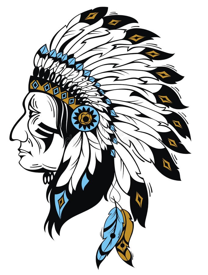 Indian chief stock vector. Illustration of tribe, white - 63041807