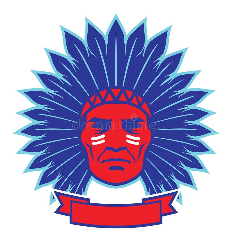 American Native Indian Chief Mascot Head Graphic Stock Vector