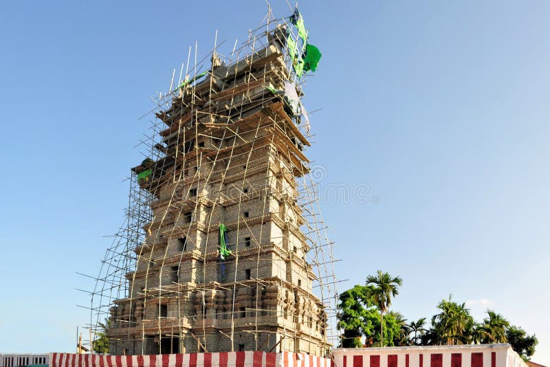 Indian Construction Site with Bamboo Scaffolding Stock Image Image of