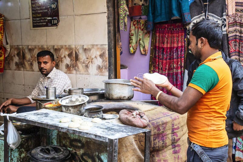 Indian Cook Preparing Traditional Indian Street Food Editorial Photo