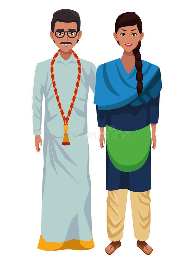 Indian Couple Avatar Cartoon Character Stock Vector - Illustration of ...