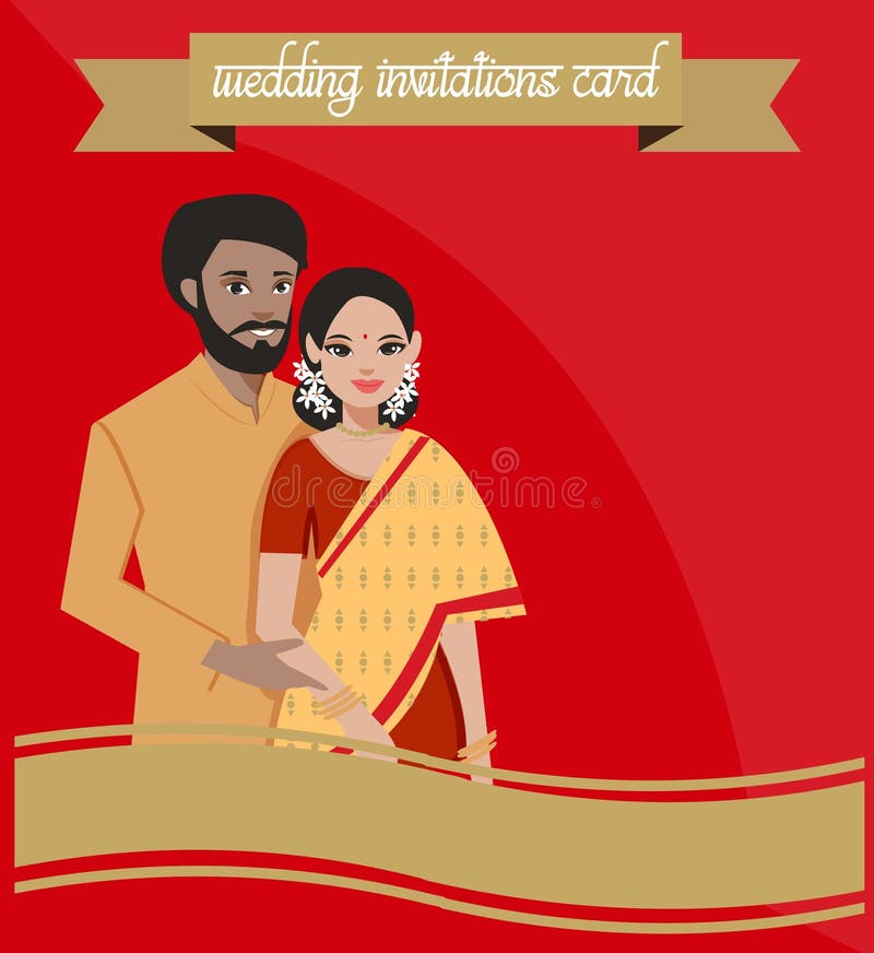 Indian Couple on Wedding Invitations Card Stock Illustration - Illustration of card, happy: 119980507 Indian Couple on Wedding Invitations Card Stock Illustration - Illustration of card, happy: 119980507