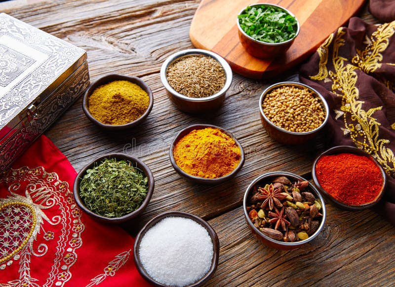 Indian Cuisine Spices Mix As Coriander Curry Stock Image - Image of